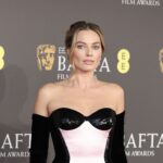 Margot Robbie Wears a Custom Gown and Adds Evening Barbie Glam to the 2024 BAFTA Awards Red Carpet