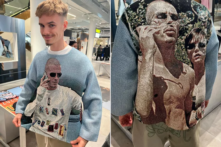 Romeo Beckham Rocks Cozy Graphic Sweater Featuring Parents David and Victoria